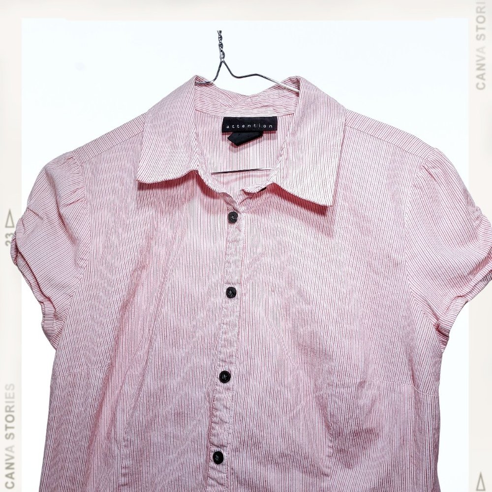 Pink Pinstriped Sweet Button Up Blouse
